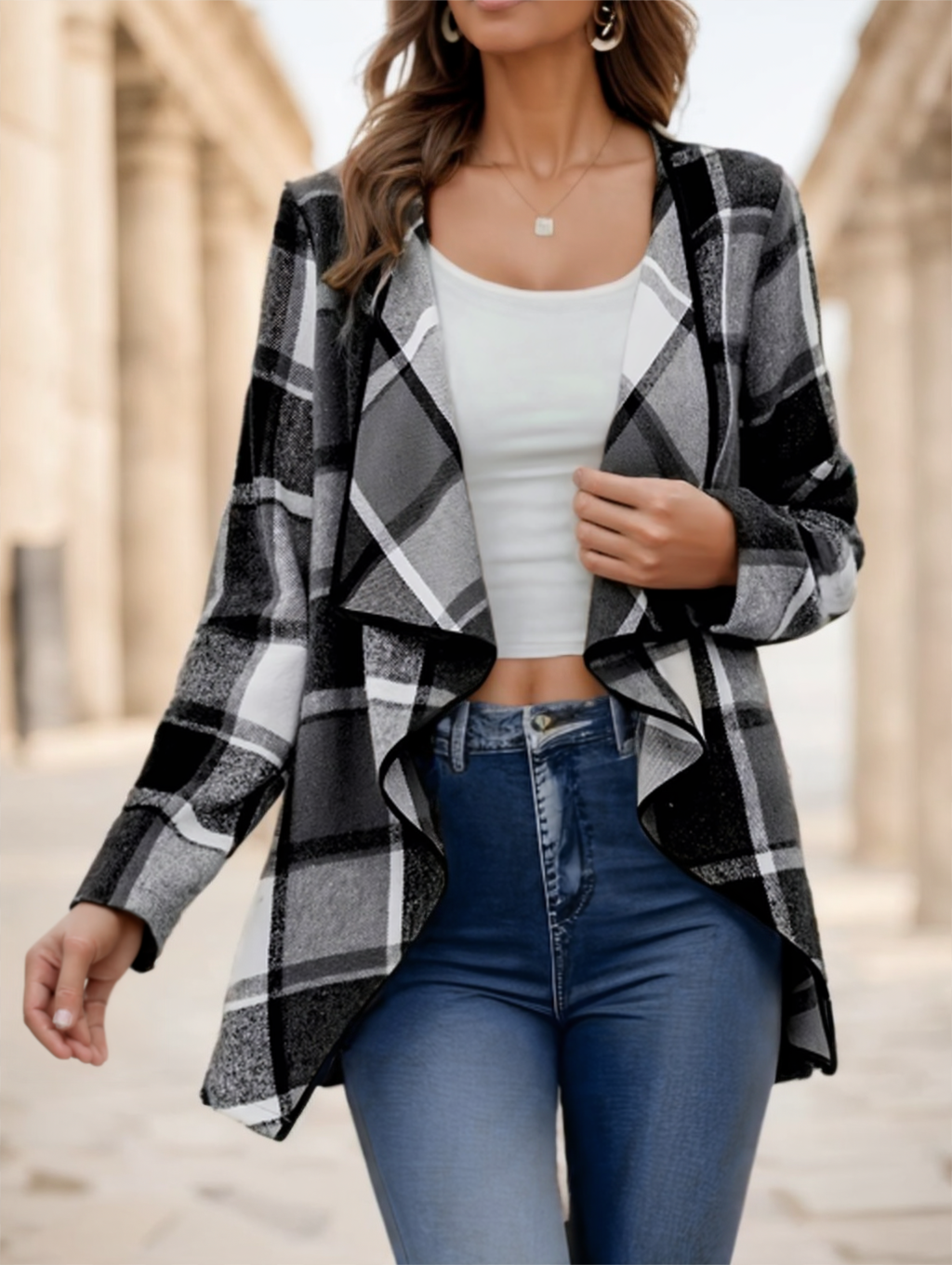  Women'S Plaid Trench Coat