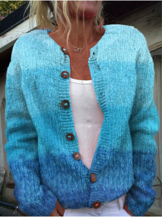  3D Digital Printing Cardigan Knitted Coat Imitation Sweaters Women's Clothing