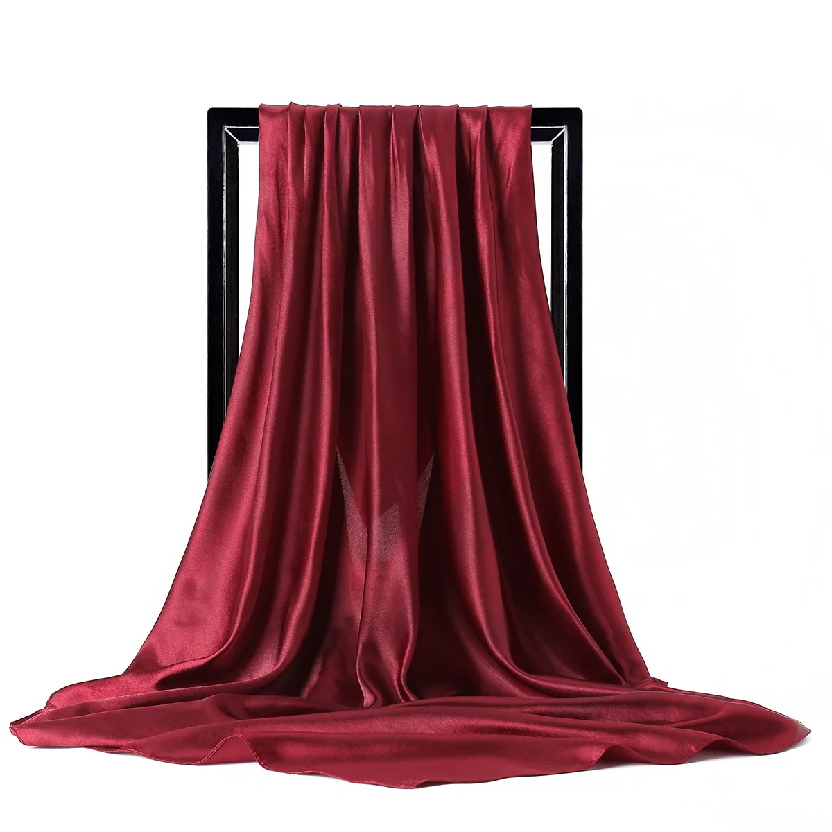  Luxury Brand Silk Scarf Women Satin Solid color Hijab Scarves Muslim Pareo Bandana Female Shawl Wrap Headband Foulard 90*90cm