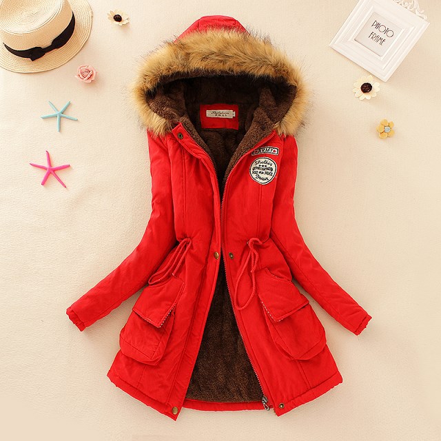  Women's long sleeve lamb wool cotton coat