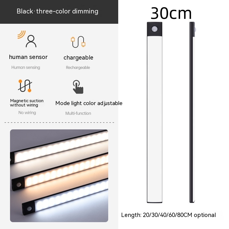  Smart Infrared Sensor Lamp Wireless Magnetic Long Cabinet Light With Rechargeable Hallway Wardrobe