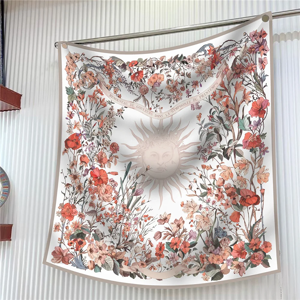  90cm Brand Square Scarf Women Fashion Floral Twill Silk Scarf Shawl Hijab Luxury Bandana Foulard Neckerchief Head Scarf For Lady