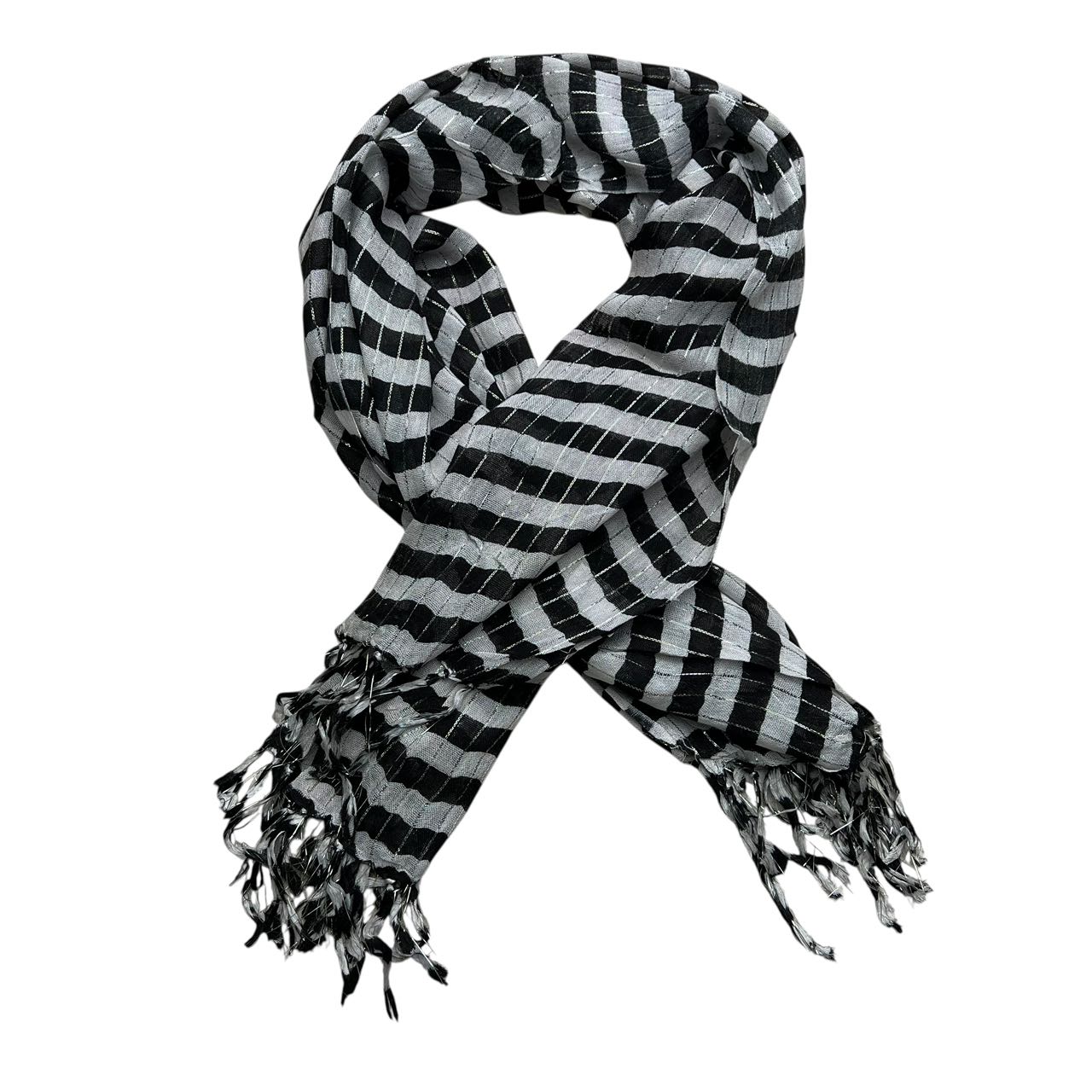 2pcs Black White Square Scarf,stripe With Metallic Threads Scarf,Luxe Look For Evening Wear,Scarf,vacation,daily Life,evening Party,Office Appropriate Subtlety For Women Men