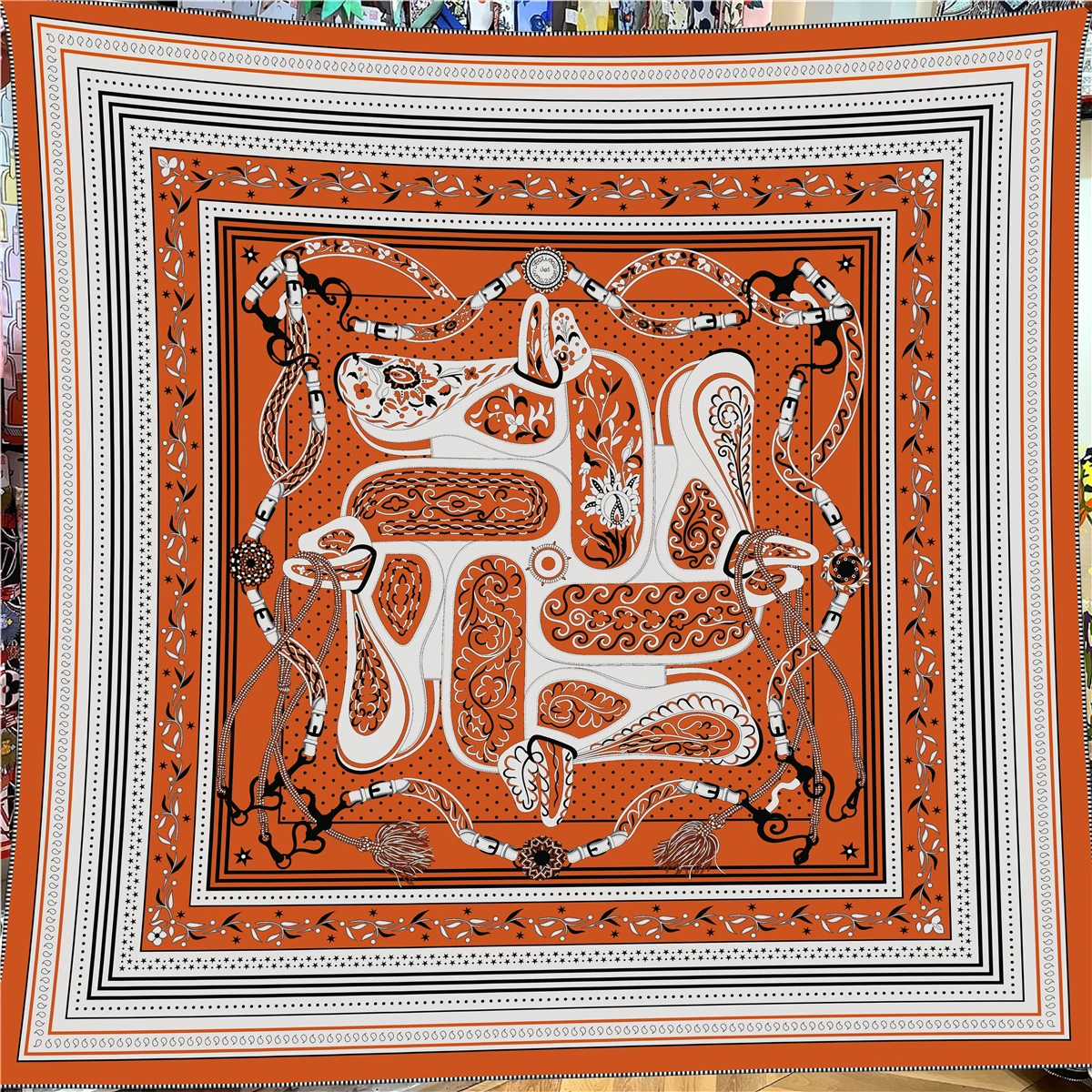  Winter Silk Cashmere Scarf Women Cashew Printed Shawls Warm Pashmina Square Scarves Wraps Brand Hijabs Lady Big Bandana 135CM