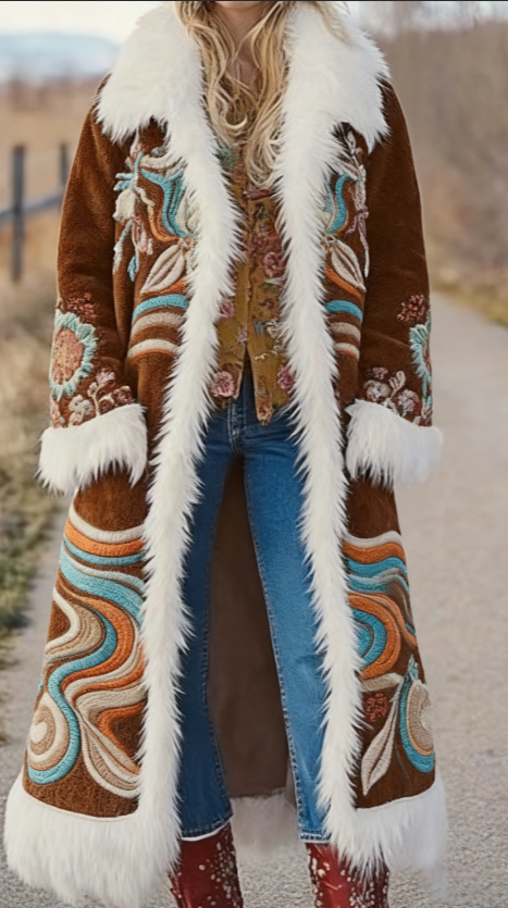  Long-sleeved Printed Coat For Ladies