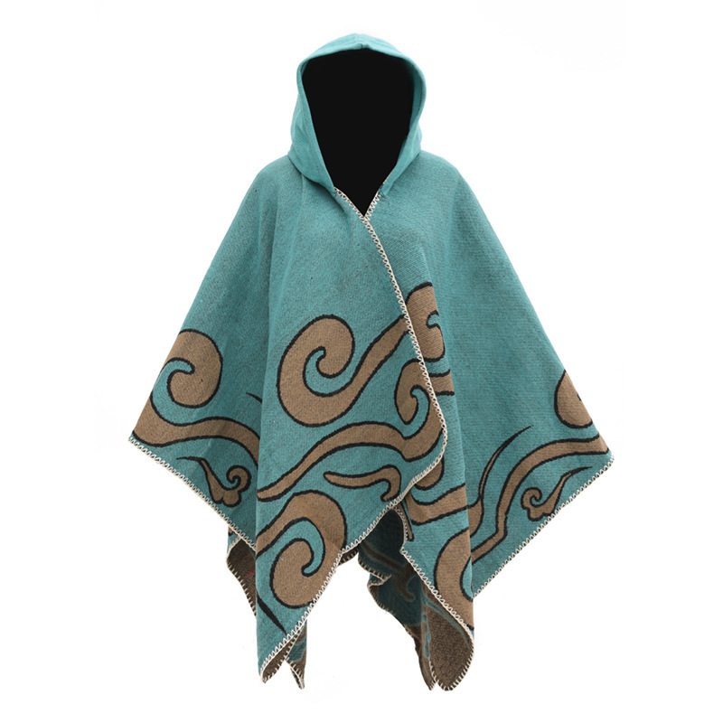  European And American Knitted Cape And Shawl Outer Wear Split Woven Cloak