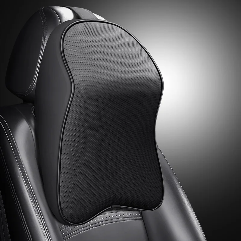 3D Nappa Leather Memory Foam Headrest Car Neck Pillow Support Neck Rest Pillow for Car Pain Relief Travel Neck Support