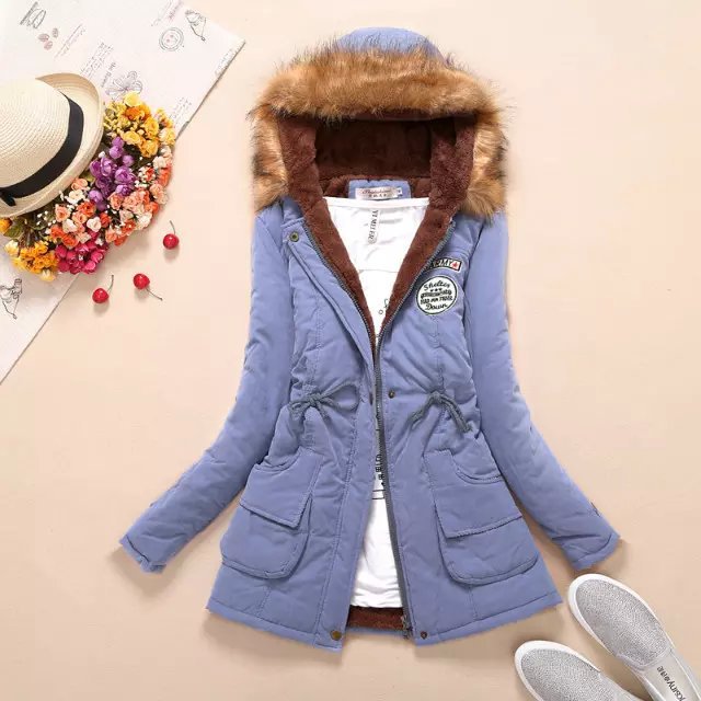  Women's long sleeve lamb wool cotton coat