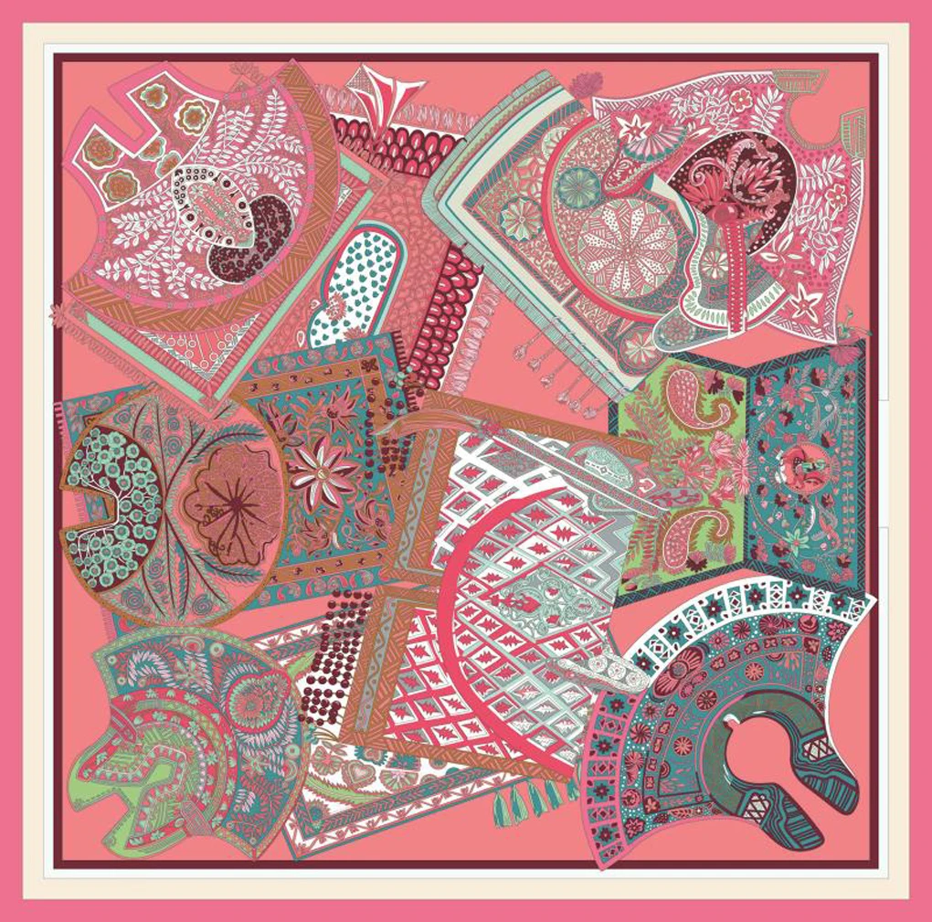  100% Pure Mulberry Silk Women Square Scarf Prints Headband Neckerchief Luxury Female Hair Ornament Female Bandana Scarves 90CM
