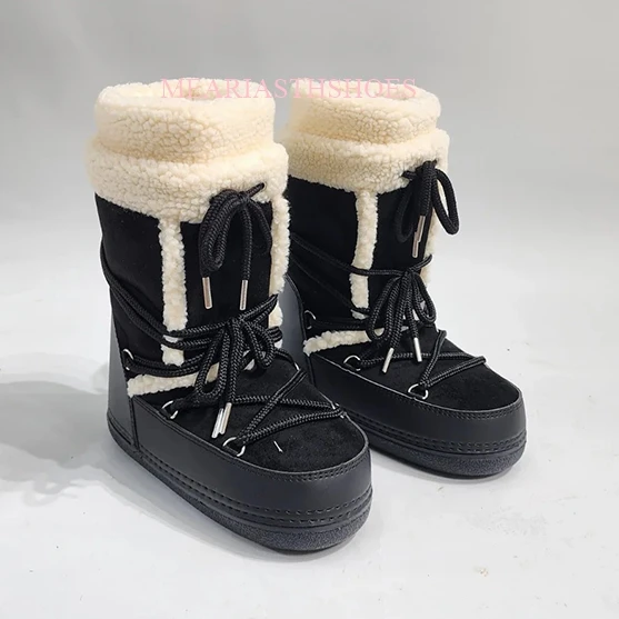 Winter long Boots Women Snow Boots Cold-proof Ski Boots Warm Mid-calf Space Boots Slip-resistant Cotton Shoes size 35-40