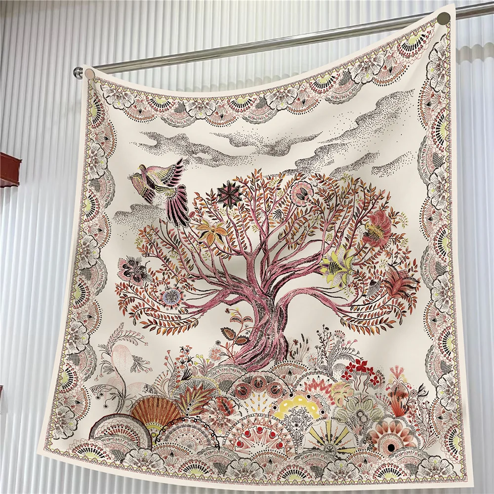  90cm Brand Square Scarf Women Fashion Floral Twill Silk Scarf Shawl Hijab Luxury Bandana Foulard Neckerchief Head Scarf For Lady