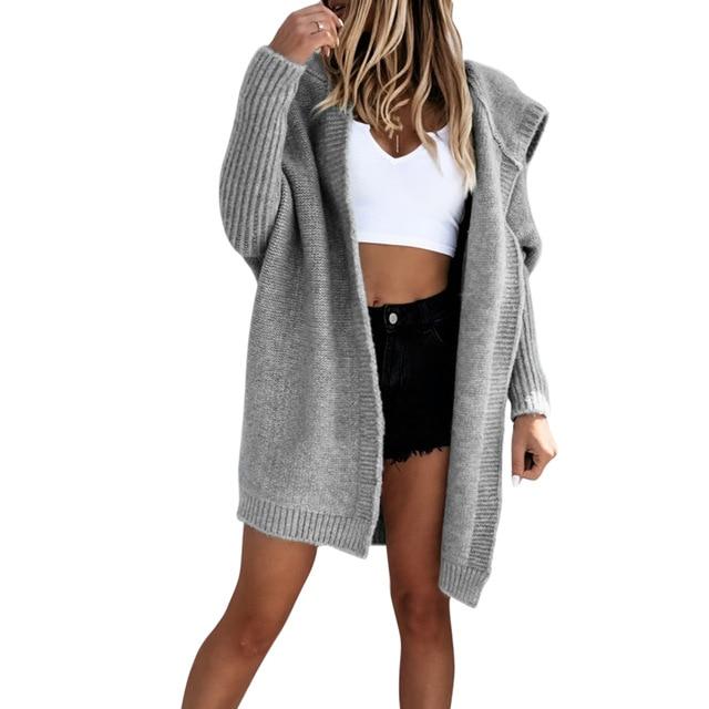  Solid color casual loose sweater coat