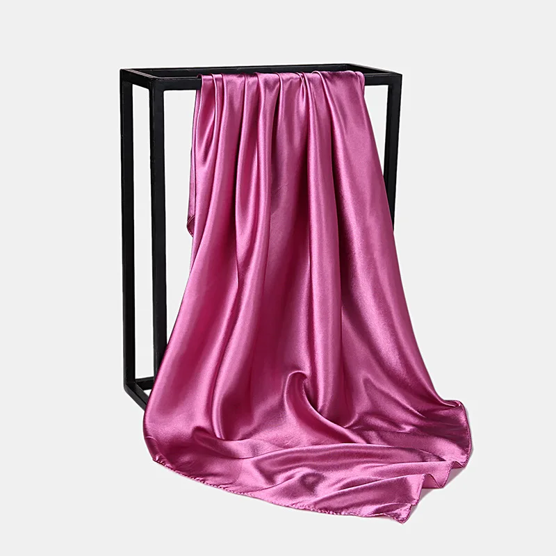  HUISHI Satin Scarf Solid Colors Neckerchief Hijab Scarf For Women Silk Satin Headband Hair Scarves 90cm Square Shawls For Lady