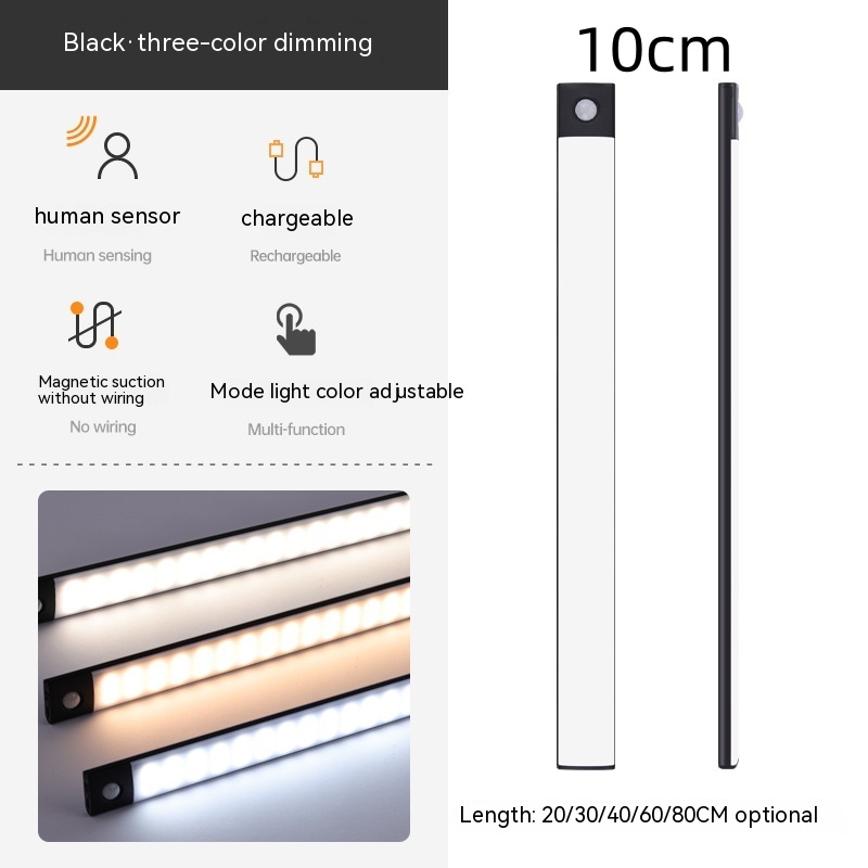  Smart Infrared Sensor Lamp Wireless Magnetic Long Cabinet Light With Rechargeable Hallway Wardrobe