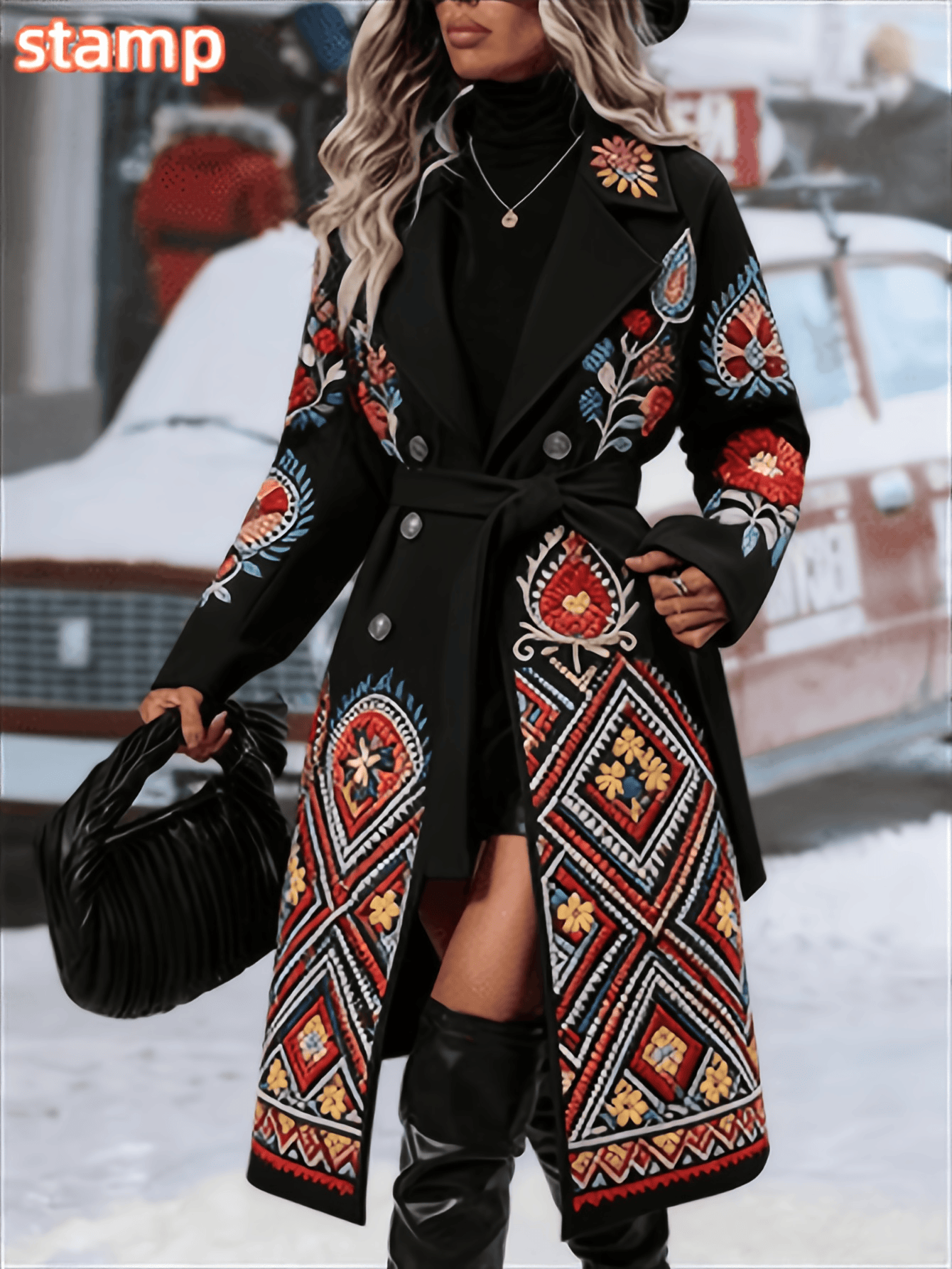  Women's Fashionable And Comfortable Printed Casual Long Coat