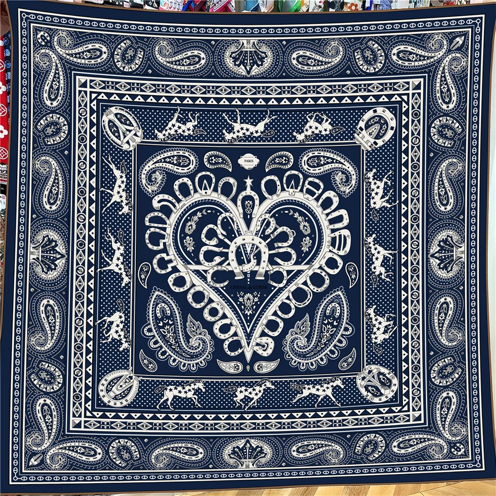  Winter Silk Cashmere Scarf Women Cashew Printed Shawls Warm Pashmina Square Scarves Wraps Brand Hijabs Lady Big Bandana 135CM