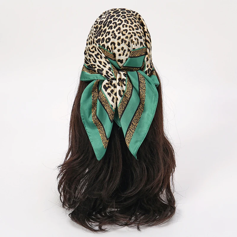  Bohemian Style Floral Print Women’s Square Silk Scarf Satin Head Wrap Tropical Leaf Flower Design Scarves Bandana Hijab