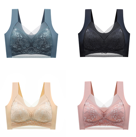  Lace Vest, Seamless Ice Silk Push-up, Breathable, Thin Bra, Beautiful Back, Big Breasts, Small Fixed Underwear
