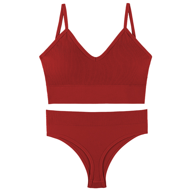  Women's Underwear Small Chest Push-up Thin Wireless Large Size Sports Sling Vest French Triangle Cup Bra Set
