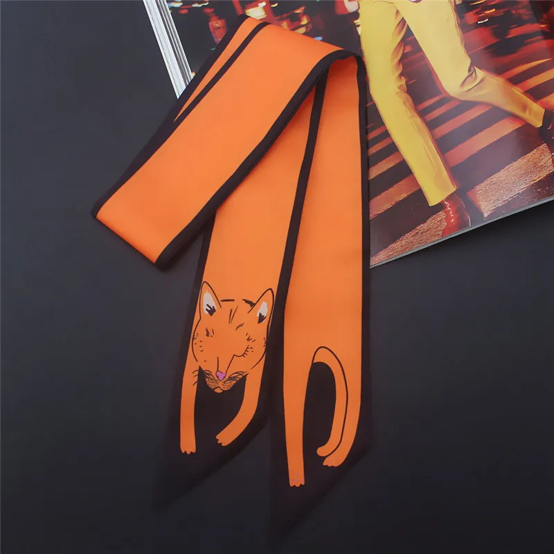  17 Colors Animal Print New Bag Skinny Silk Scarf For Women Luxury Brand Foulard Women Tie Fashion Head Scarves For Ladies