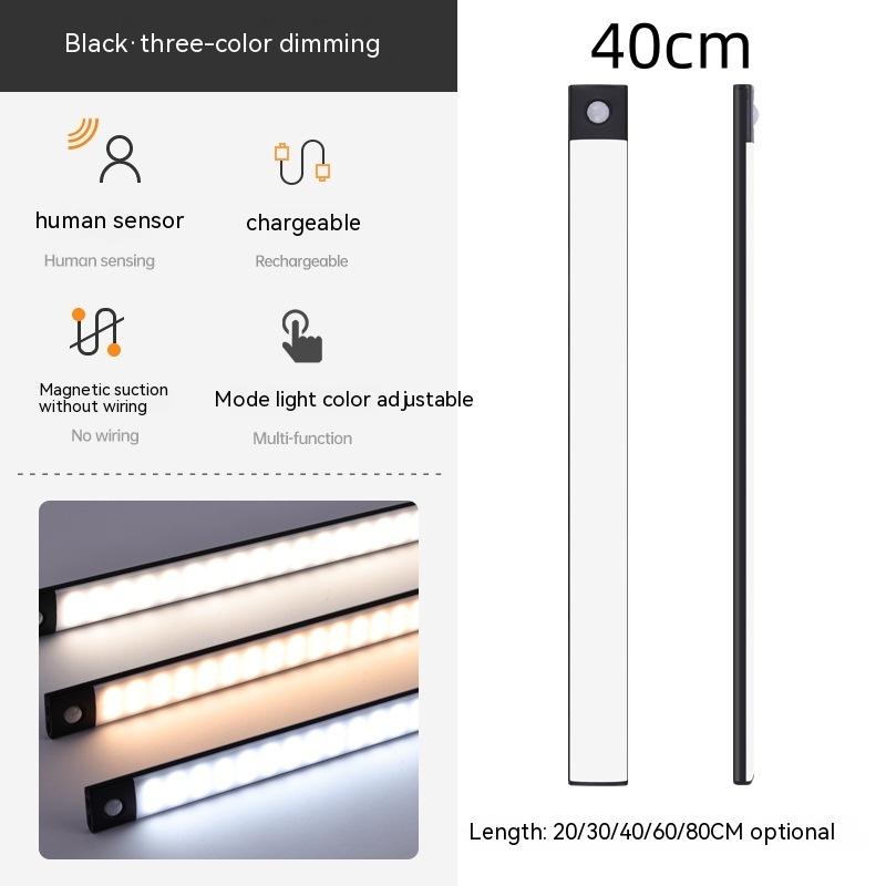  Smart Infrared Sensor Lamp Wireless Magnetic Long Cabinet Light With Rechargeable Hallway Wardrobe