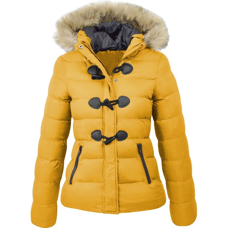  Horn buckle decoration women's cotton coat
