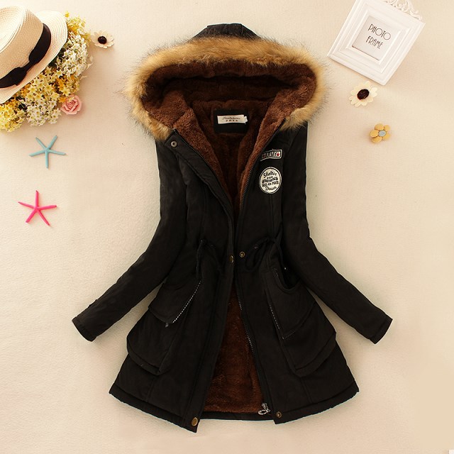  Women's long sleeve lamb wool cotton coat