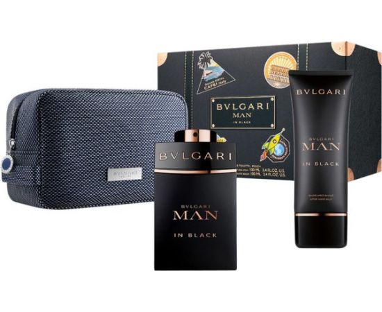BVLGARI GIFT/SET BVLGARI MAN IN BLACK 3 PCS. 100ML EDP SPRAY + 100ML A/SHAVE BALM + POUCH MEN:DESIGNER:BVLGAR By BVLGARI For MEN (Fragrance)