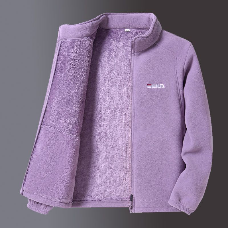  Fleece Sweater Thick Loose Mom Stand Collar Coat