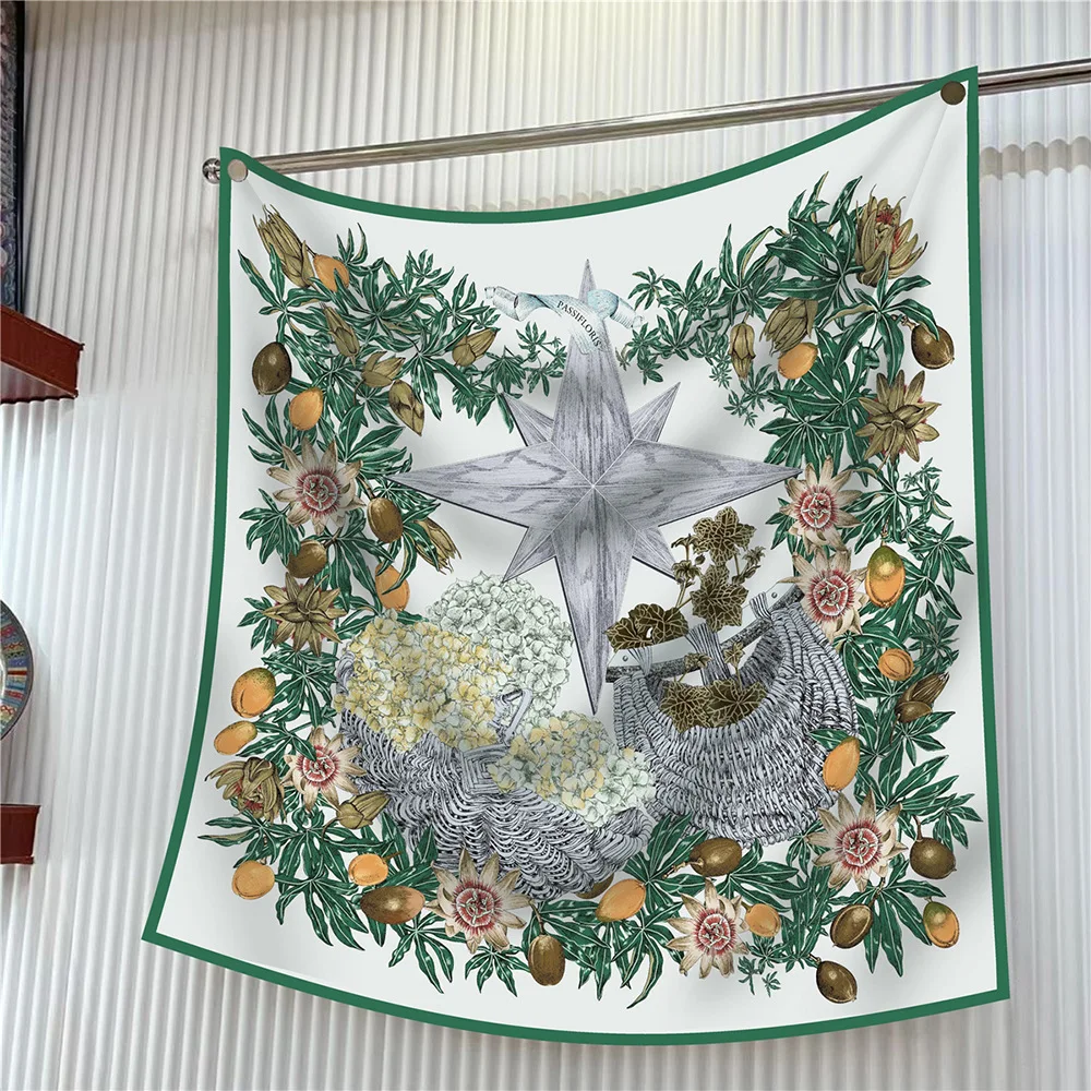  90cm Brand Square Scarf Women Fashion Floral Twill Silk Scarf Shawl Hijab Luxury Bandana Foulard Neckerchief Head Scarf For Lady