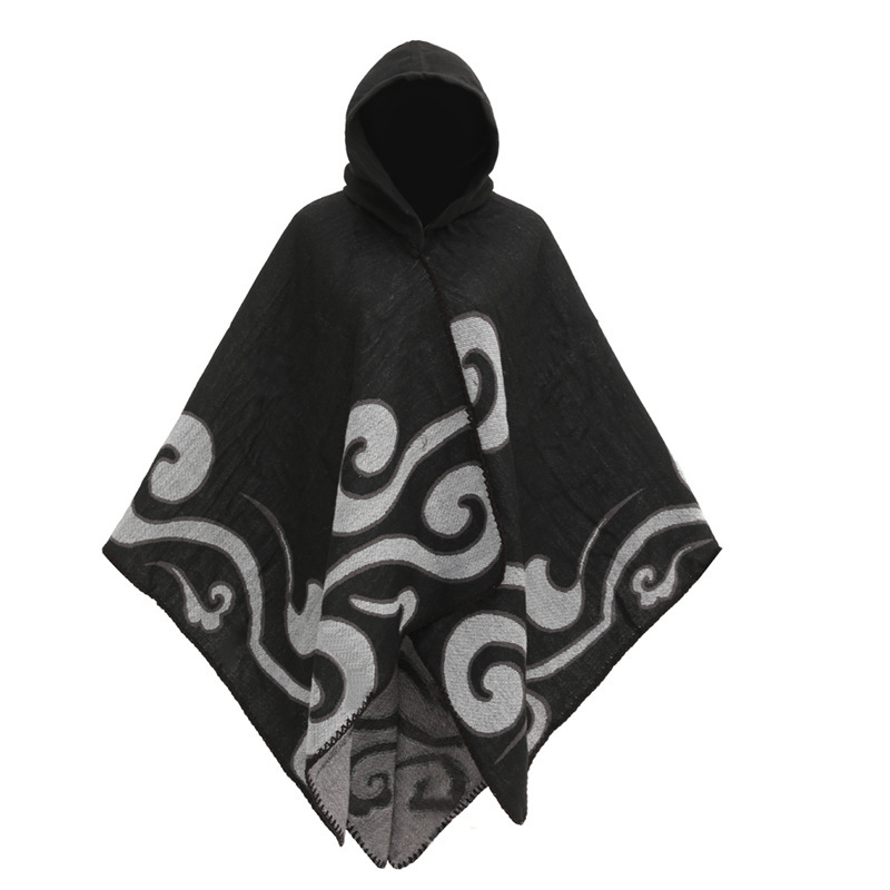  European And American Knitted Cape And Shawl Outer Wear Split Woven Cloak