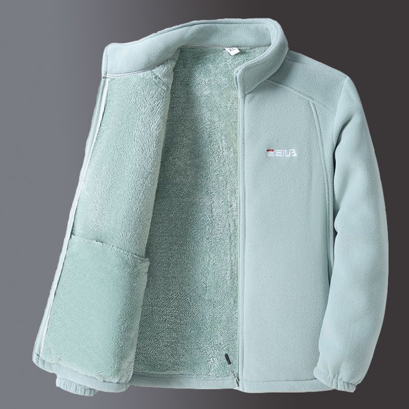  Fleece Sweater Thick Loose Mom Stand Collar Coat