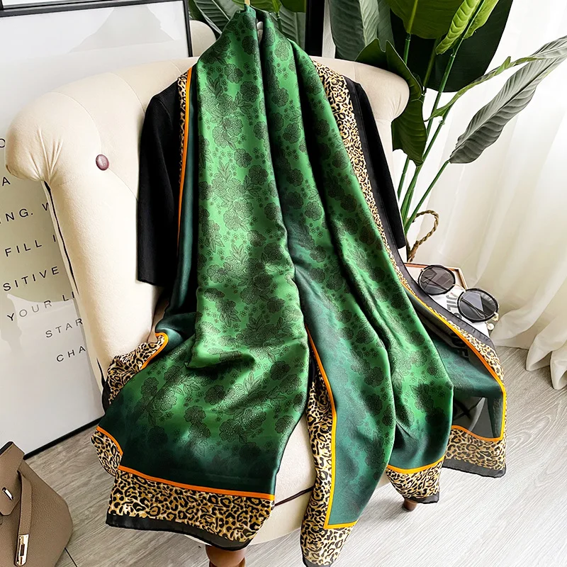  100% Natural Silk Scarf Women Luxury Brand Digital Print Flowers Silk Pashmina Shawl Female Long Bandana Foulard 2020 Oversize
