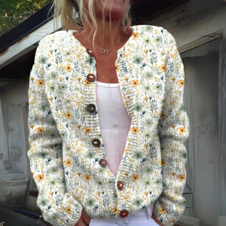  3D Digital Printing Cardigan Knitted Coat Imitation Sweaters Women's Clothing