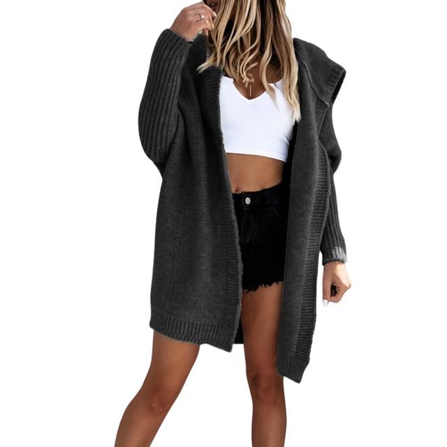  Solid color casual loose sweater coat