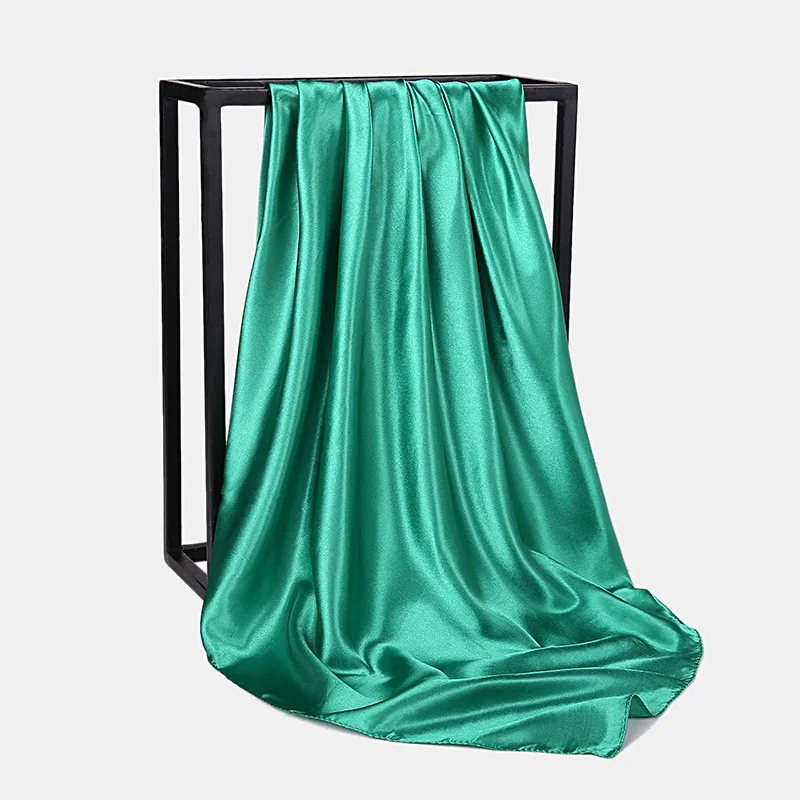  HUISHI Satin Scarf Solid Colors Neckerchief Hijab Scarf For Women Silk Satin Headband Hair Scarves 90cm Square Shawls For Lady