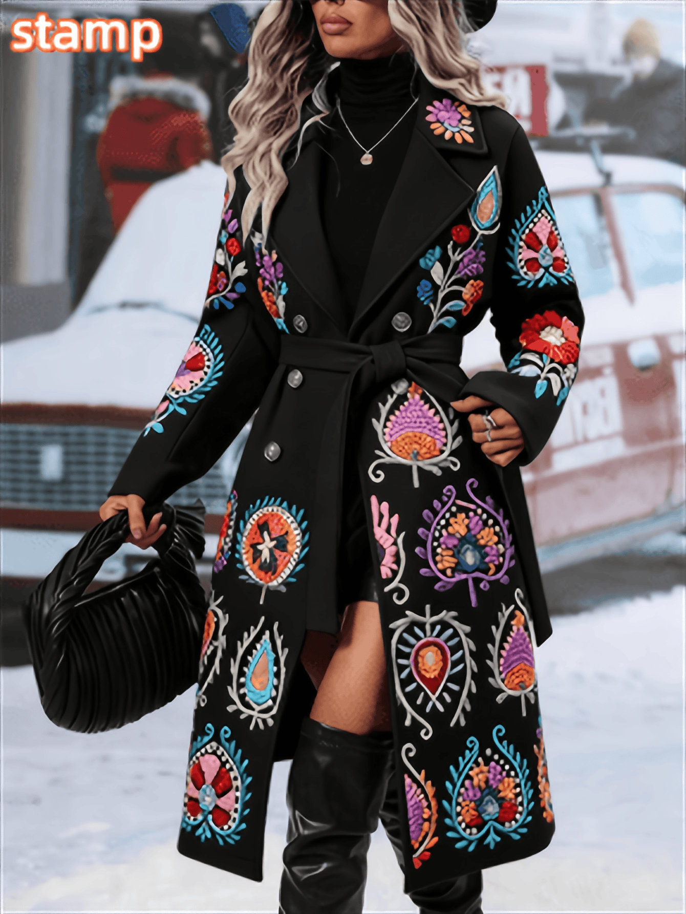  Women's Fashionable And Comfortable Printed Casual Long Coat