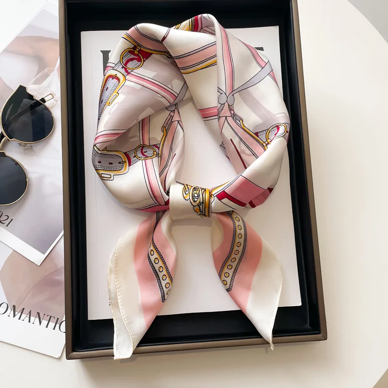  Luxury Twill Square Silk Scarf for Women Design Stoles Hijab Colorful Print Wraps Lady Headband Shawl Bandana 2025 New Foulard