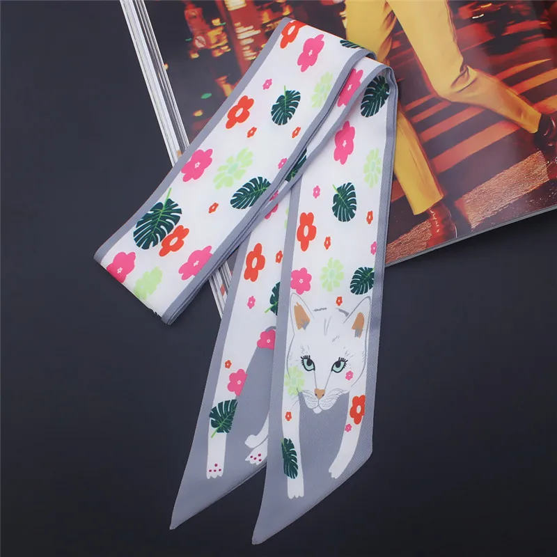 17 Colors Animal Print New Bag Skinny Silk Scarf For Women Luxury Brand Foulard Women Tie Fashion Head Scarves For Ladies