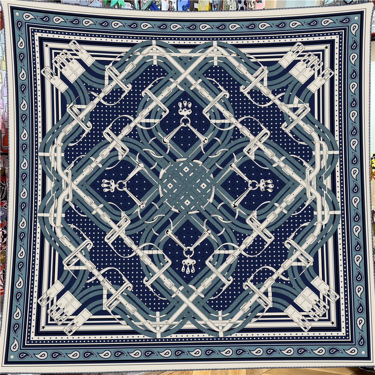  Winter Silk Cashmere Scarf Women Cashew Printed Shawls Warm Pashmina Square Scarves Wraps Brand Hijabs Lady Big Bandana 135CM