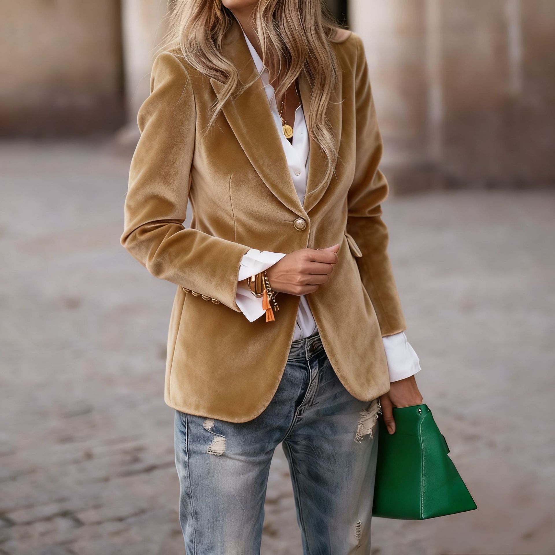  Women's Fashionable Elegant Solid Color Coat