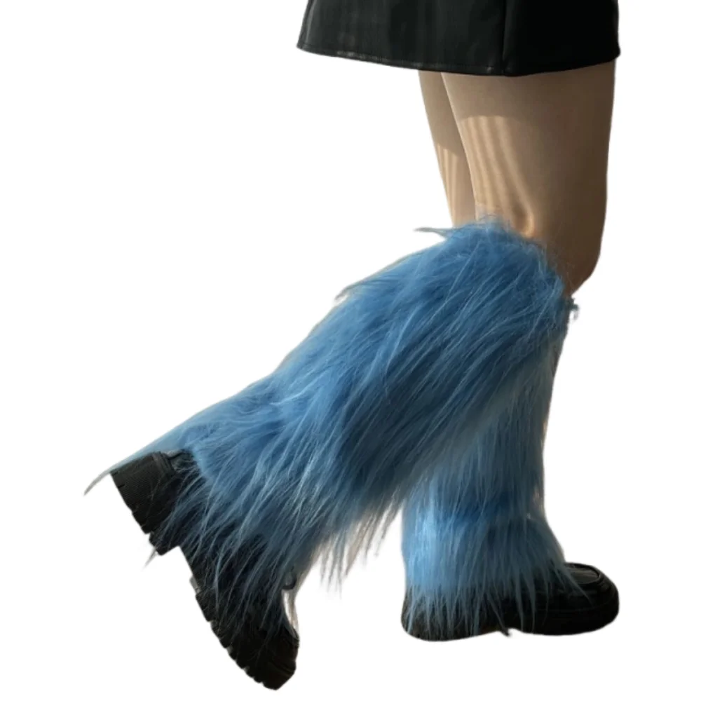  Fashion Faux Fur Furry Leg Warmers Japanese Style 40cm Lolita Boots Cover Soft Y2K Warm Knee Sleeve Autumn/Winter