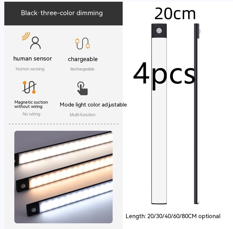  Smart Infrared Sensor Lamp Wireless Magnetic Long Cabinet Light With Rechargeable Hallway Wardrobe