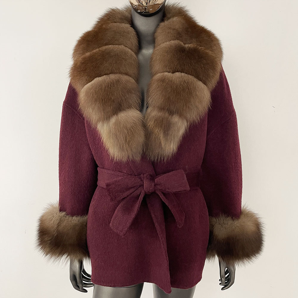 Wine Red add Faux Mink