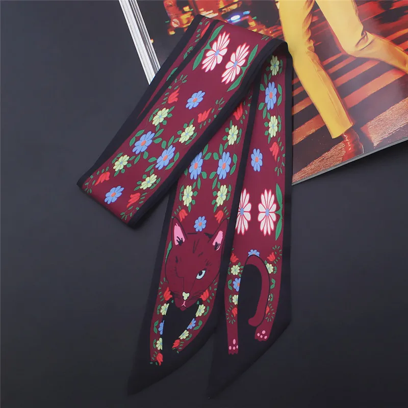  17 Colors Animal Print New Bag Skinny Silk Scarf For Women Luxury Brand Foulard Women Tie Fashion Head Scarves For Ladies