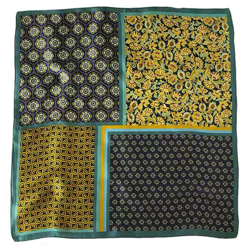 100% Pure Mulberry Silk Women Square Scarf Prints Headband Neckerchief Luxury Female Hair Ornament Female Bandana Scarves 53CM