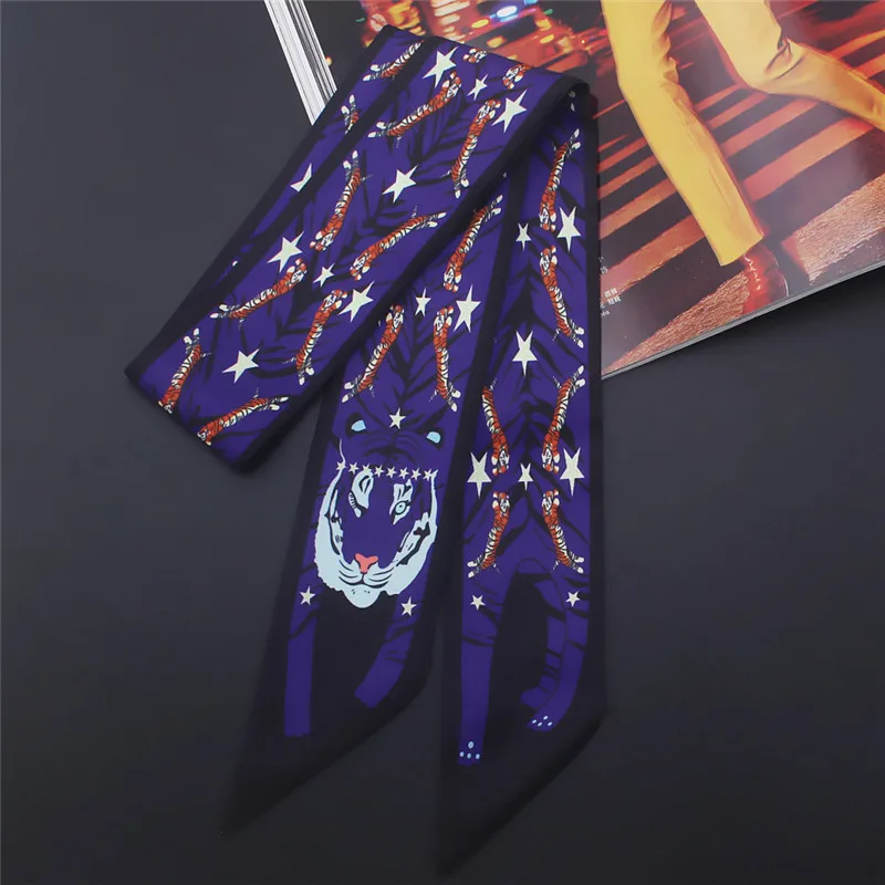  17 Colors Animal Print New Bag Skinny Silk Scarf For Women Luxury Brand Foulard Women Tie Fashion Head Scarves For Ladies