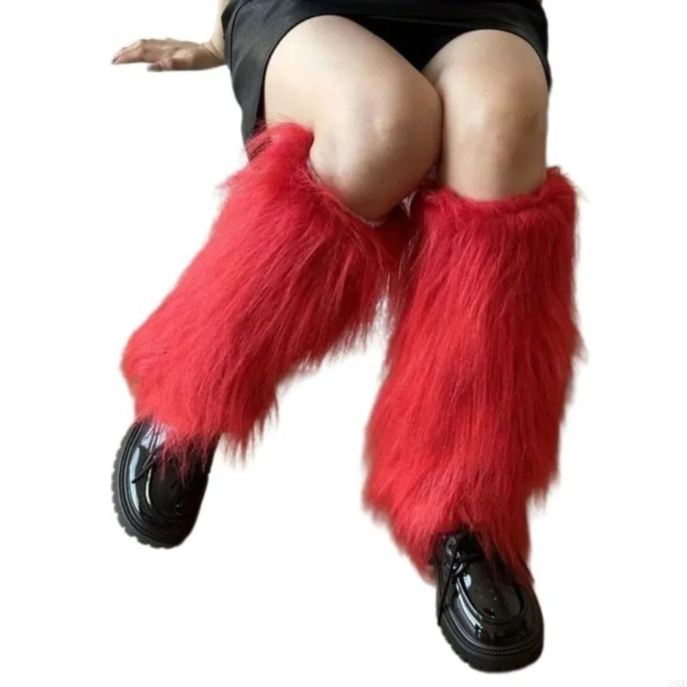  Fashion Faux Fur Furry Leg Warmers Japanese Style 40cm Lolita Boots Cover Soft Y2K Warm Knee Sleeve Autumn/Winter