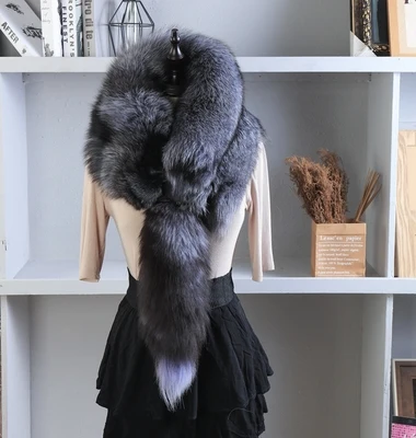  2026 Party Luxury Brand Women Real Winter Fox Fur Scarves Natural One-Piece Fox Fur Collar Warm Soft Real Fox Fur Scarf
