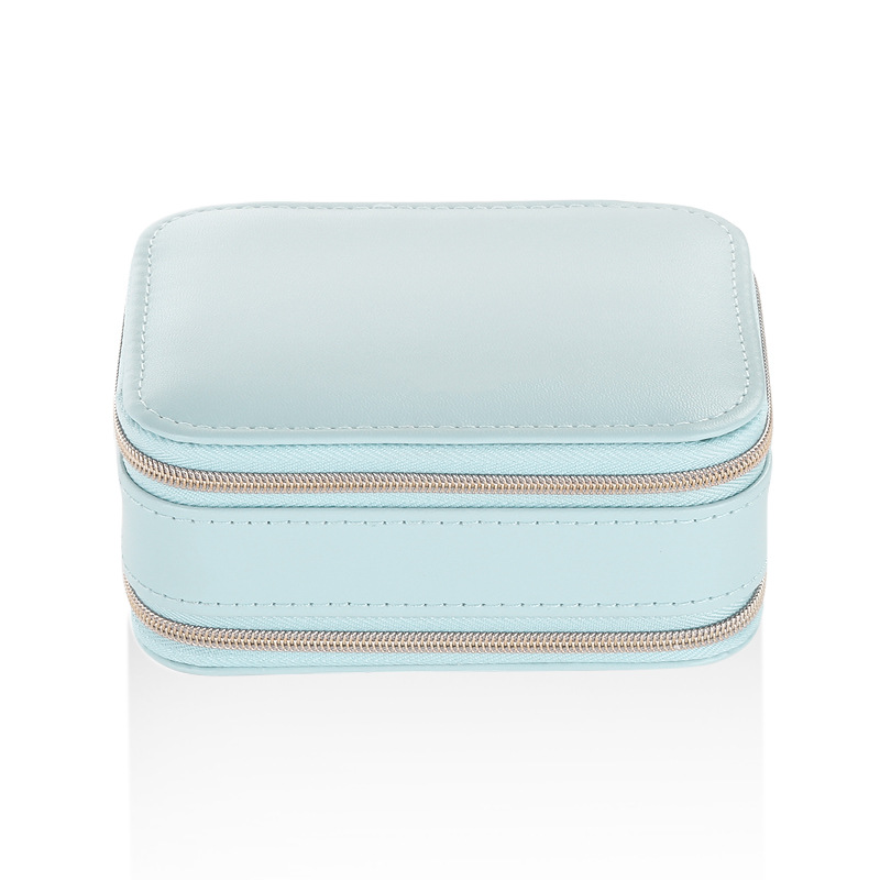  Simple Temperament PU Travel Portable Zipper Jewelry Box